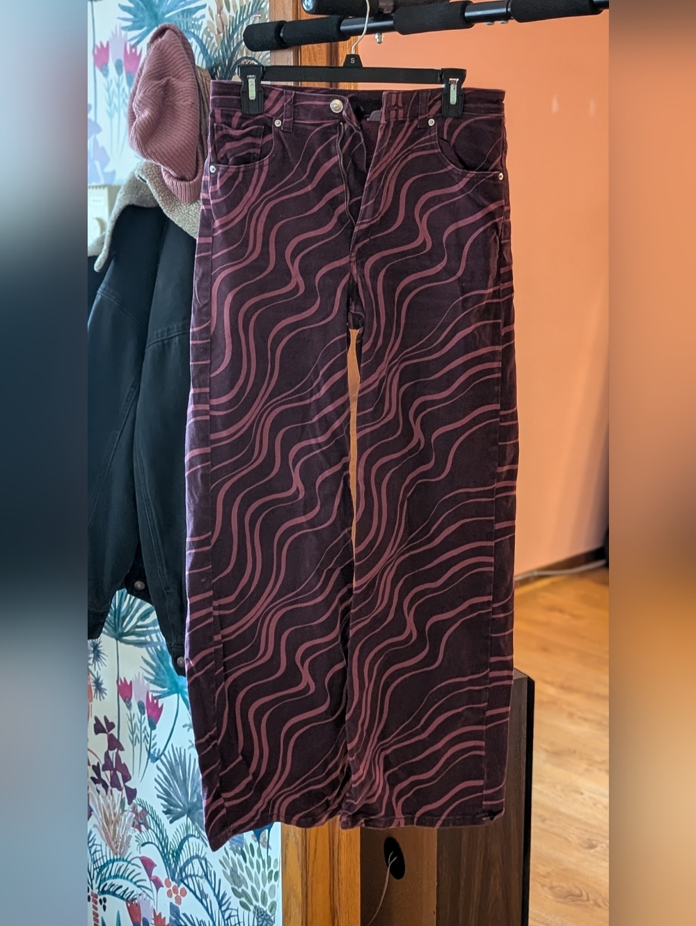 Divided Corduroy High-Rise Pants - Burgundy
